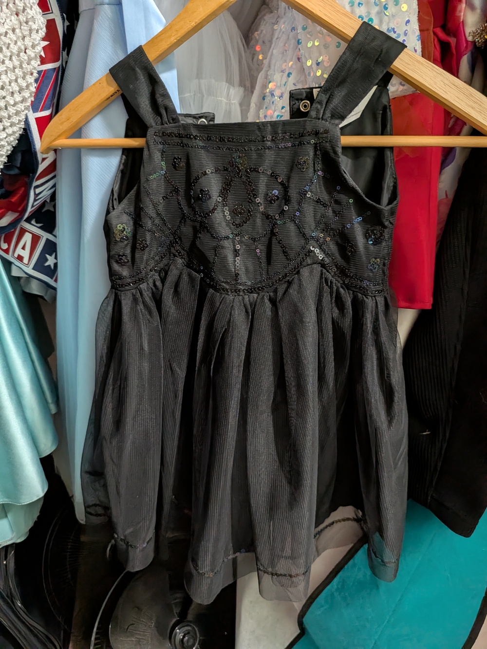 Girls Black Sequin Party Dress